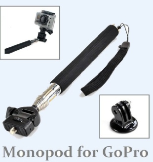 Self Portrait Extendable Telescopic Pole Arm Monopod+Tripod Adapter for Gopro HD