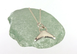 Beautiful Tiny Little Whale Tail Fluke Ocean Pendant Necklace Handmade in Sterling Silver. Sea Creatures Jewellery