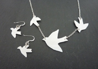 Gift Set - Flock of Swallows Necklace and Swallow Earrings