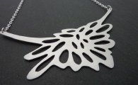 Abstract Flower Statement Necklace - Reclaimed Aluminum and Silver Plated Chain